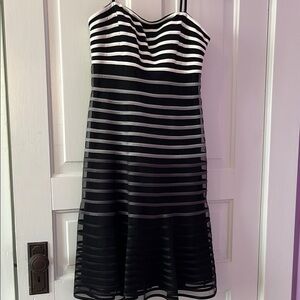 White House Black Market Black and White Striped Dress